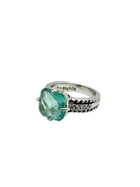 Lia Sophia Teal Cushion-Cut Gemstone Statement Ring Size 7 Cocktail Statement